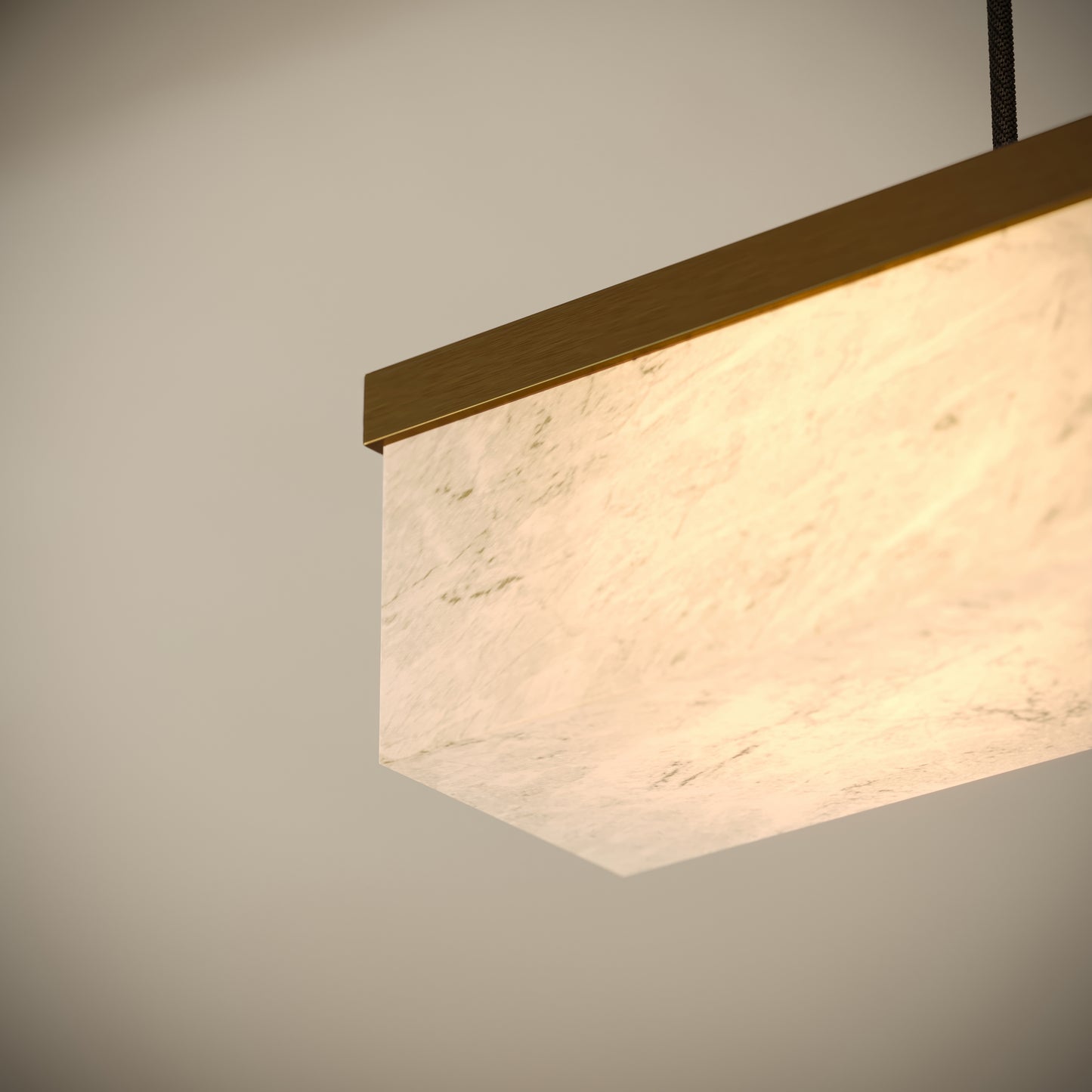 Lucente Alabaster LED Pendant Light Burnished Brass 1000mm