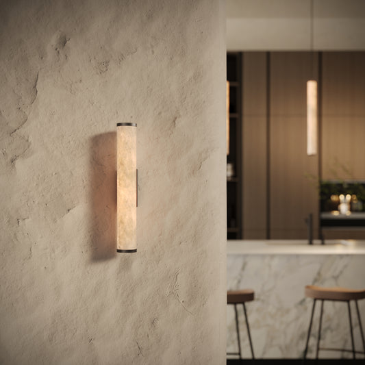 Alabastro Alabaster LED Wall Sconce Light With Deep Bronze Fittings 400mm