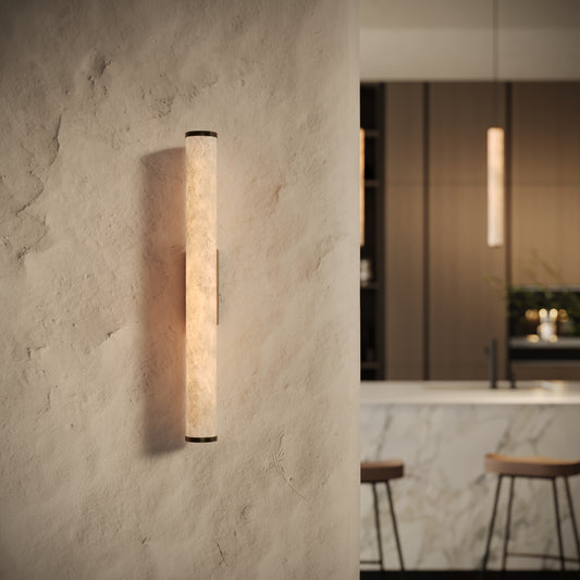 Alabastro Alabaster LED Wall Sconce Light with Burnished Brass Fittings 600mm