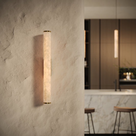 Alabastro Alabaster LED Wall Sconce Light with Brushed Gold Fittings 600mm