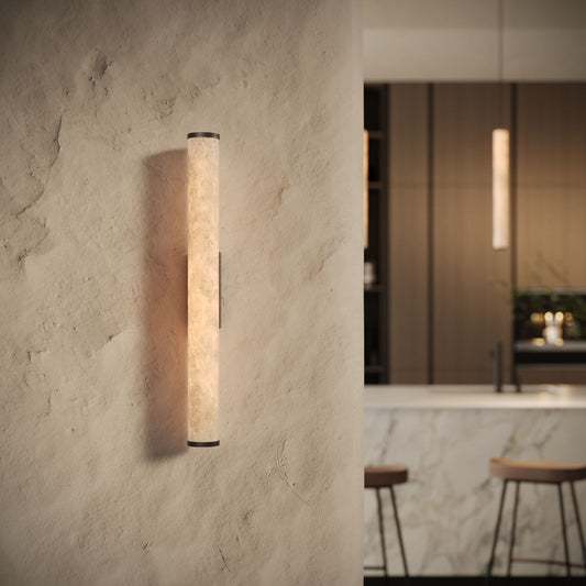 Alabastro Alabaster LED Wall Sconce Light With Deep Bronze Fittings 600mm