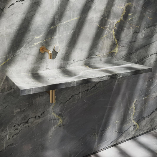 Levitare Amazon Blue Marble Ultra Thin Wall Mounted Basin 1200mm (Offset Waste)