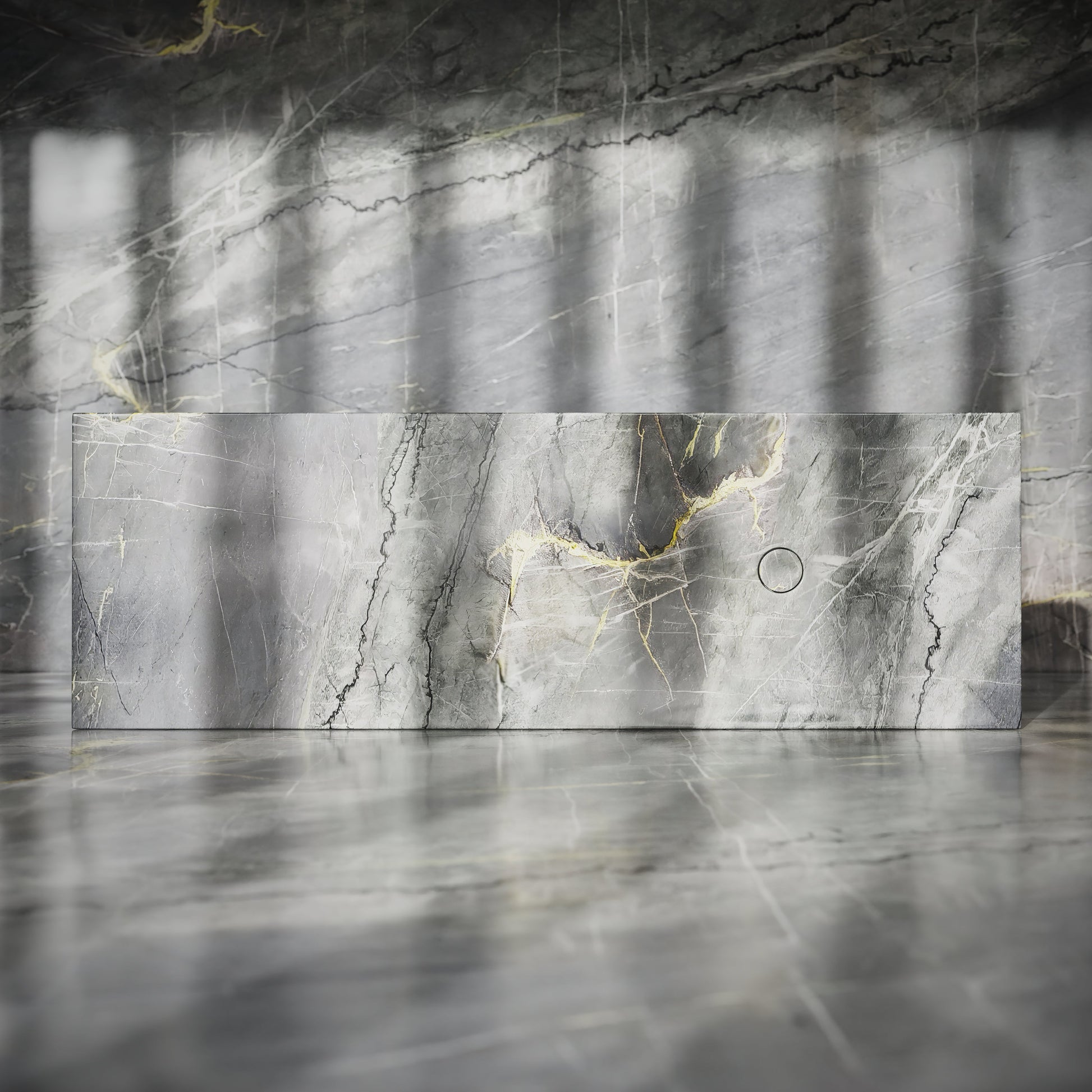 Levitare Amazon Blue Marble Ultra Thin Wall Mounted Basin 1200mm (Offset Waste)