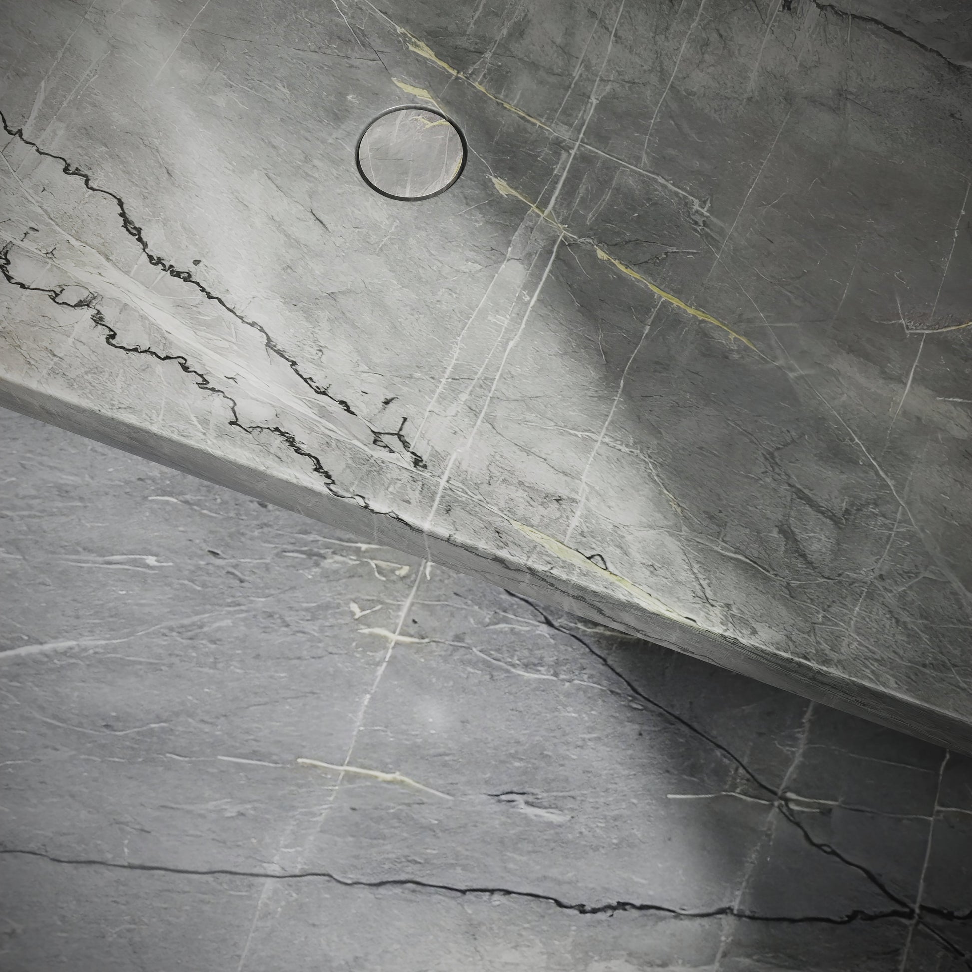 Levitare Amazon Blue Marble Ultra Thin Wall Mounted Basin 1200mm (Offset Waste)