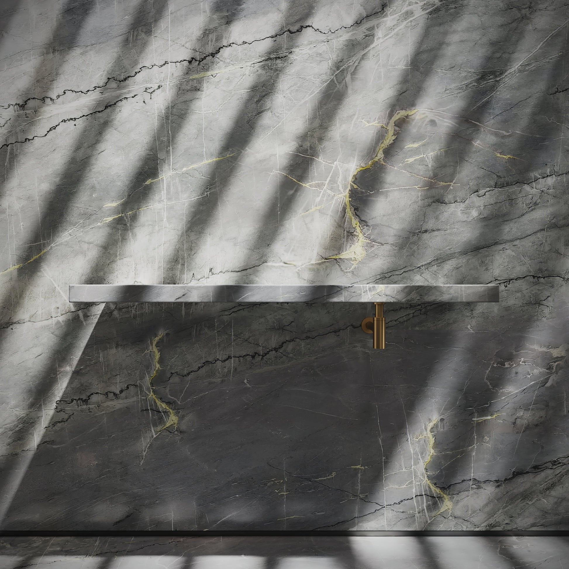 Levitare Amazon Blue Marble Ultra Thin Wall Mounted Basin 1200mm (Offset Waste)