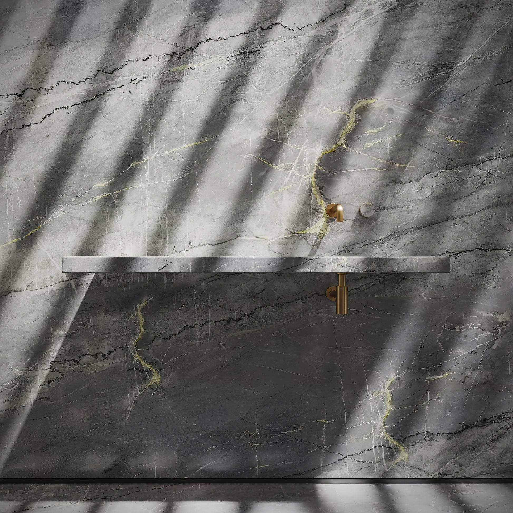 Levitare Amazon Blue Marble Ultra Thin Wall Mounted Basin 1200mm (Offset Waste)