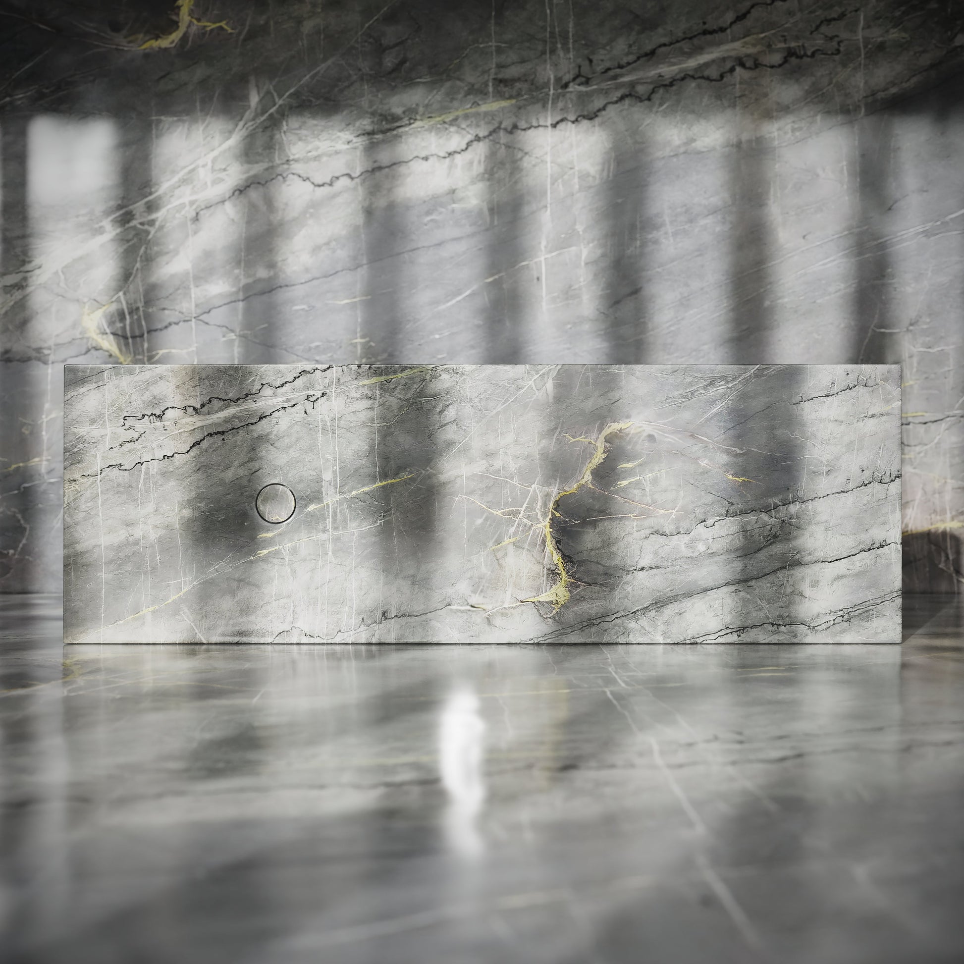 Levitare Amazon Blue Marble Ultra Thin Wall Mounted Basin 1200mm (Offset Waste)