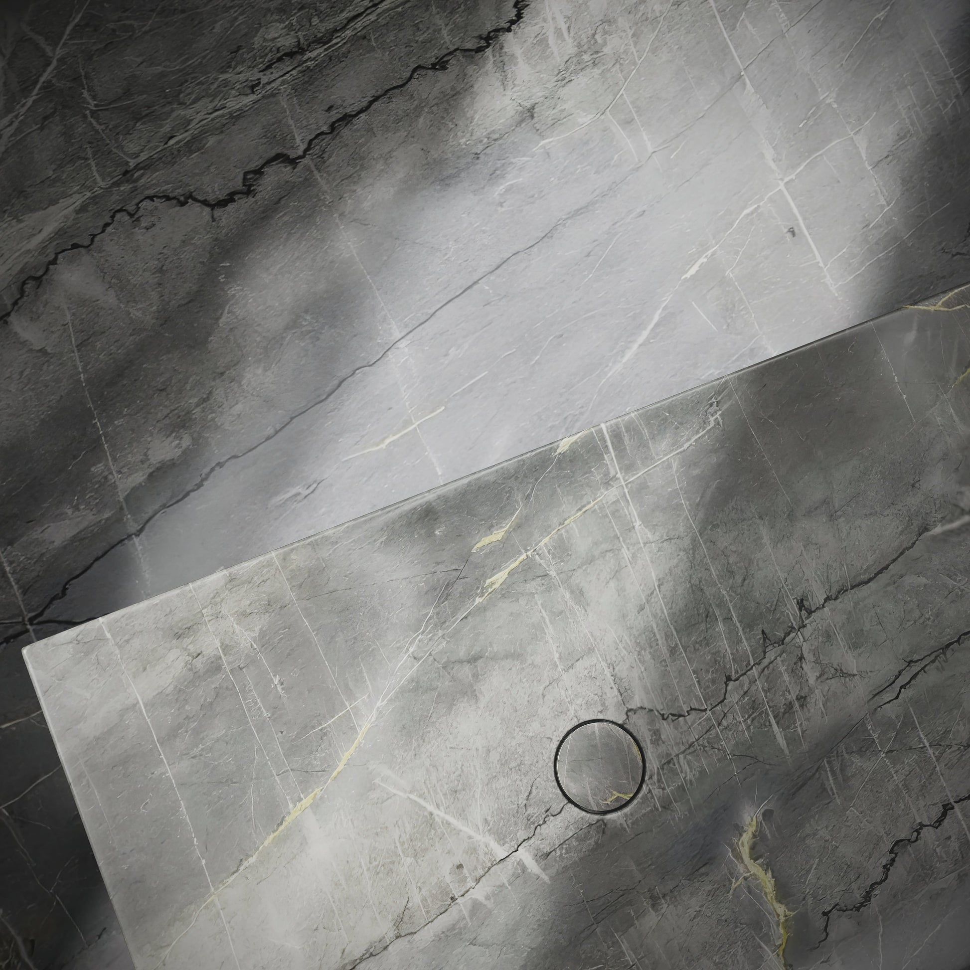 Levitare Amazon Blue Marble Ultra Thin Wall Mounted Basin 1200mm (Offset Waste)