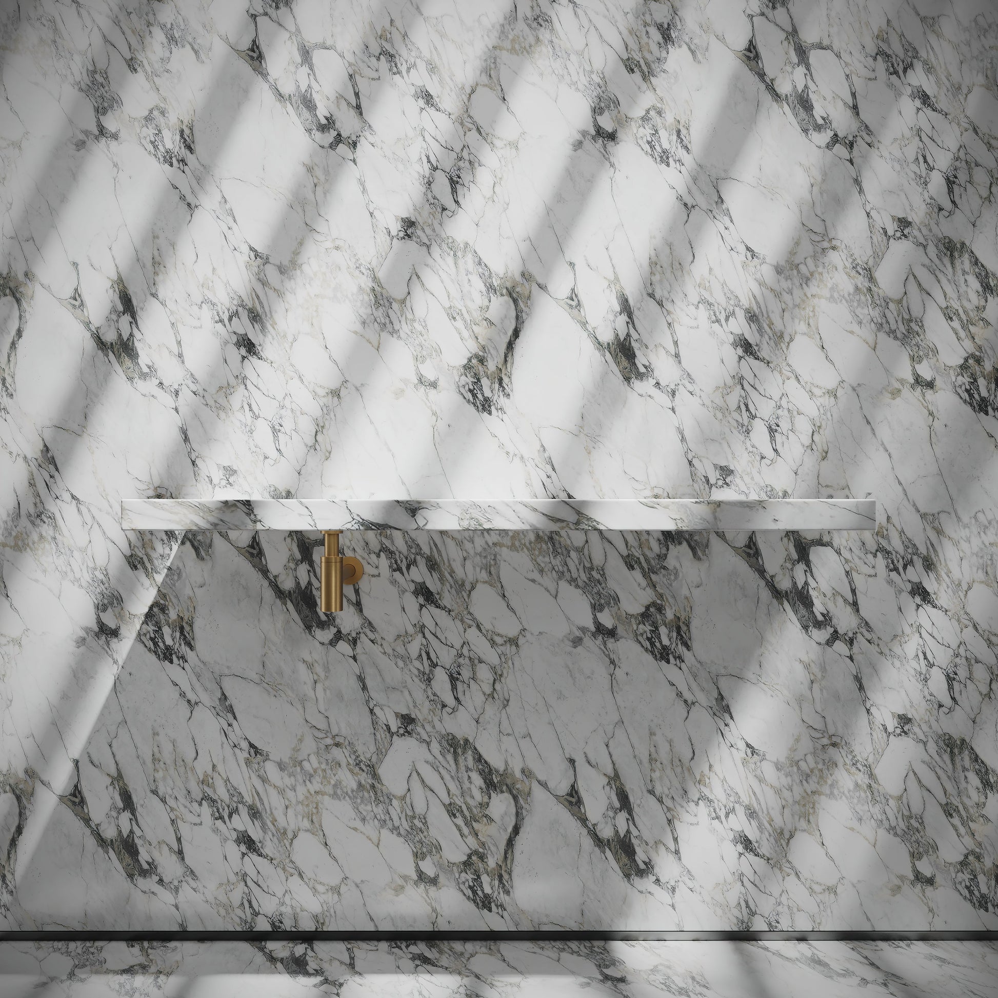 Levitare Arabescato Marble Ultra Thin Wall Mounted Basin 1200mm (Offset Waste)