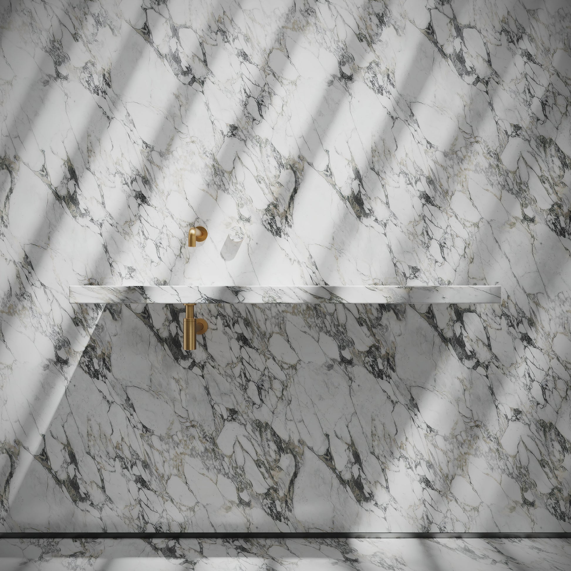 Levitare Arabescato Marble Ultra Thin Wall Mounted Basin 1200mm (Offset Waste)