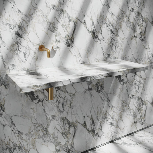 Levitare Arabescato Marble Ultra Thin Wall Mounted Basin 1200mm (Offset Waste)