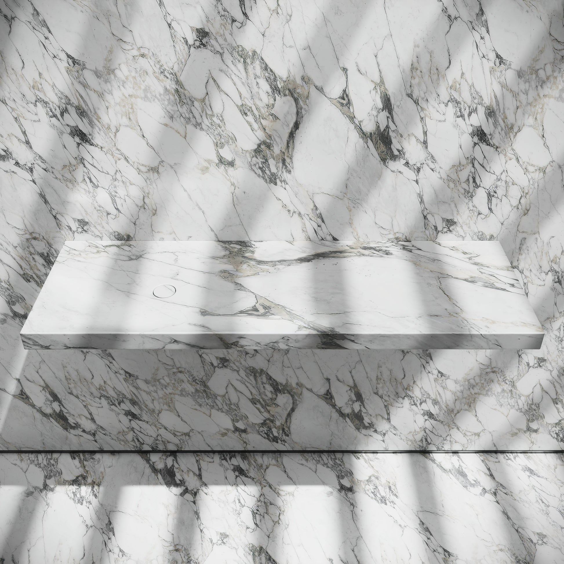 Levitare Arabescato Marble Ultra Thin Wall Mounted Basin 1200mm (Offset Waste)