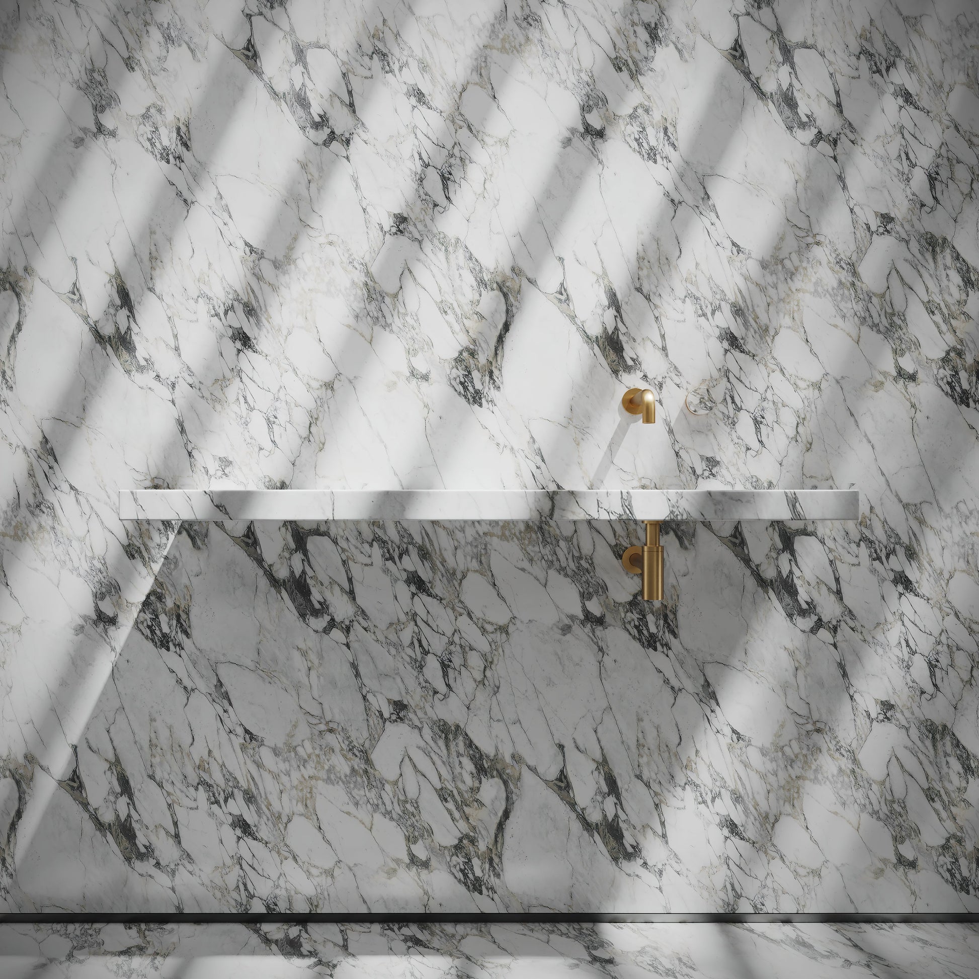 Levitare Arabescato Marble Ultra Thin Wall Mounted Basin 1200mm (Offset Waste)