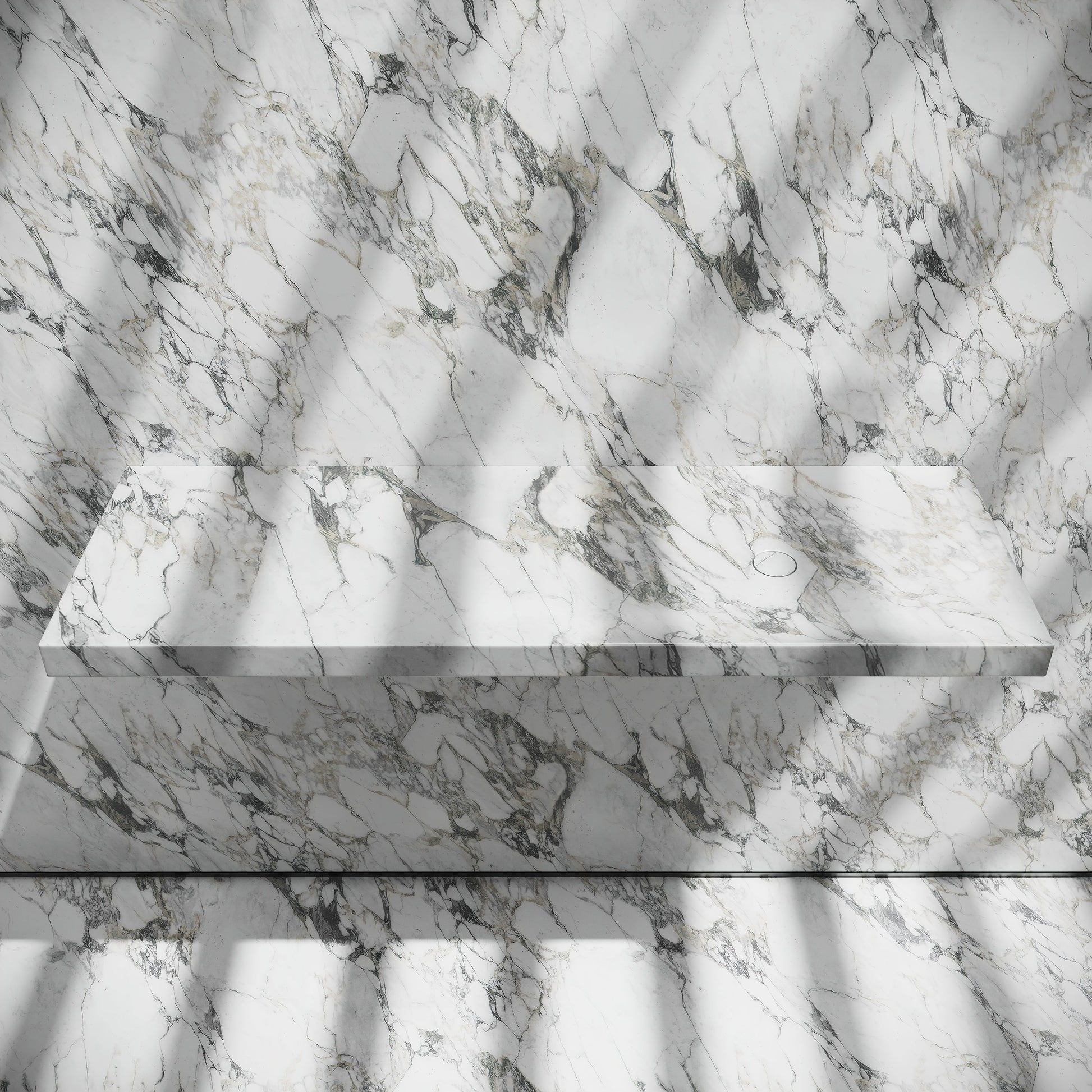 Levitare Arabescato Marble Ultra Thin Wall Mounted Basin 1200mm (Offset Waste)