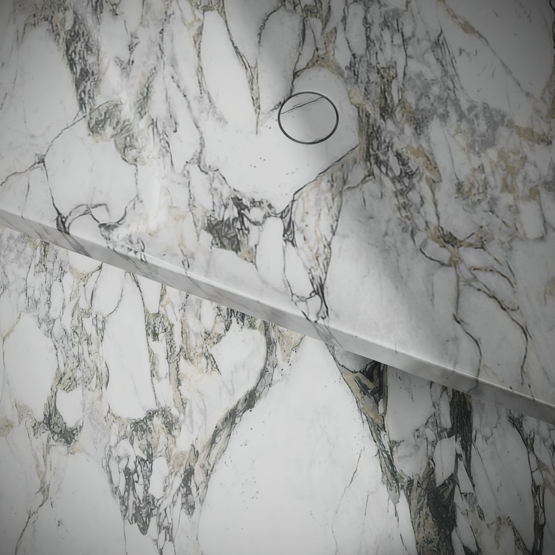 Levitare Arabescato Marble Ultra Thin Wall Mounted Basin 1200mm (Offset Waste)