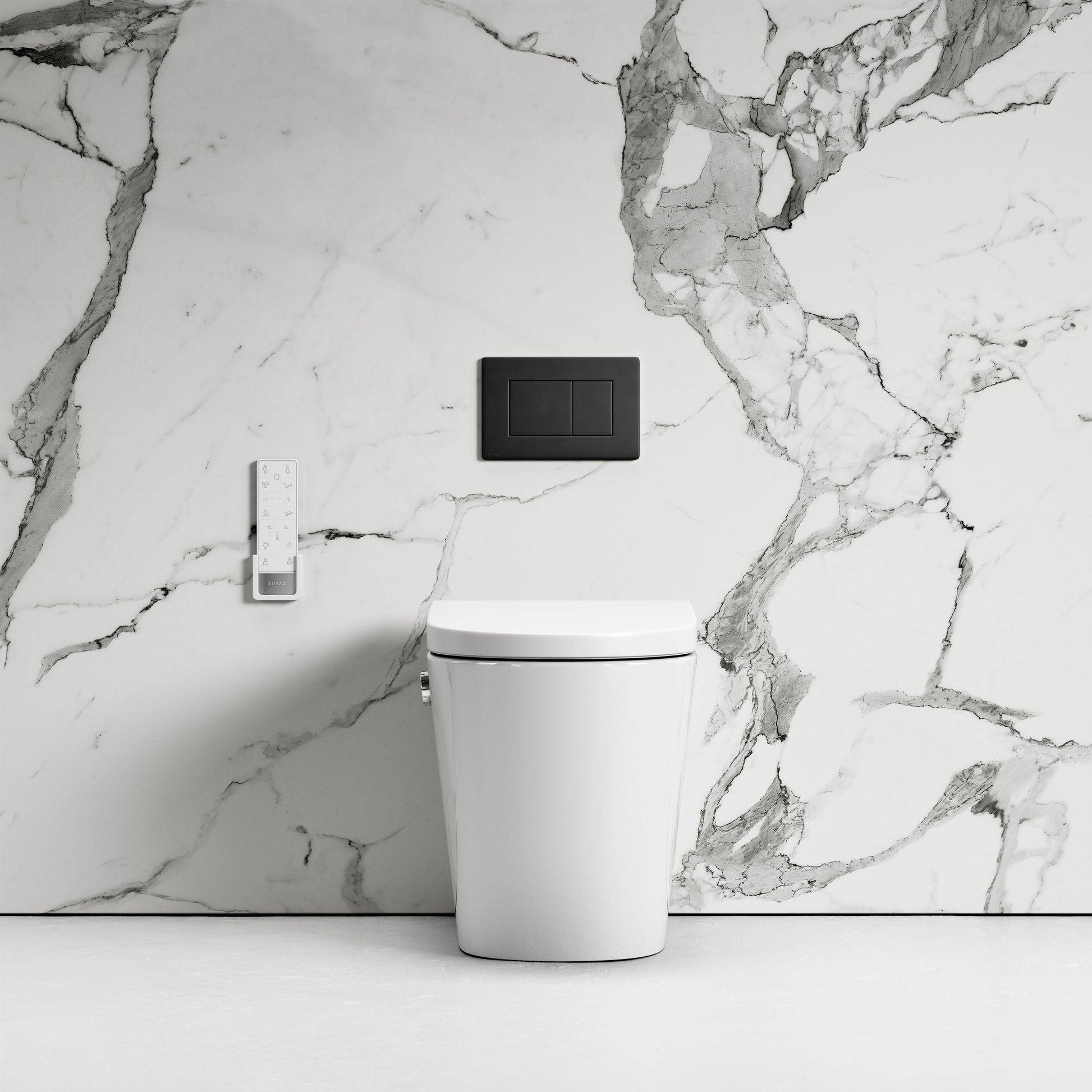 Intellismart Back To Wall Rimless Bidet Toilet with Concealed Cistern and Matte Black Flush Plate