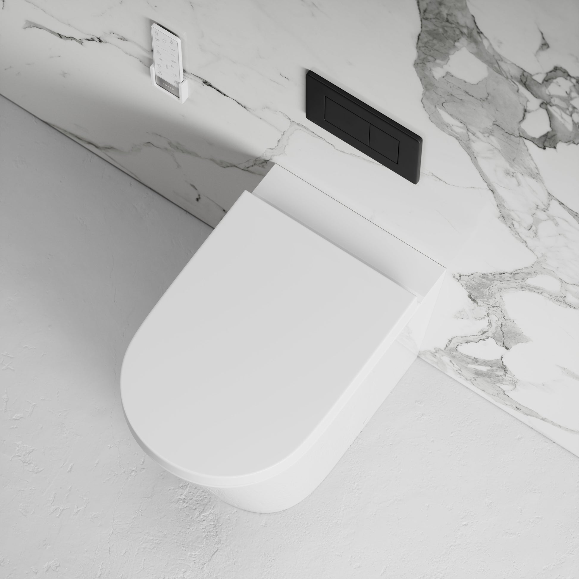 Intellismart Back To Wall Rimless Bidet Toilet with Concealed Cistern and Matte Black Flush Plate