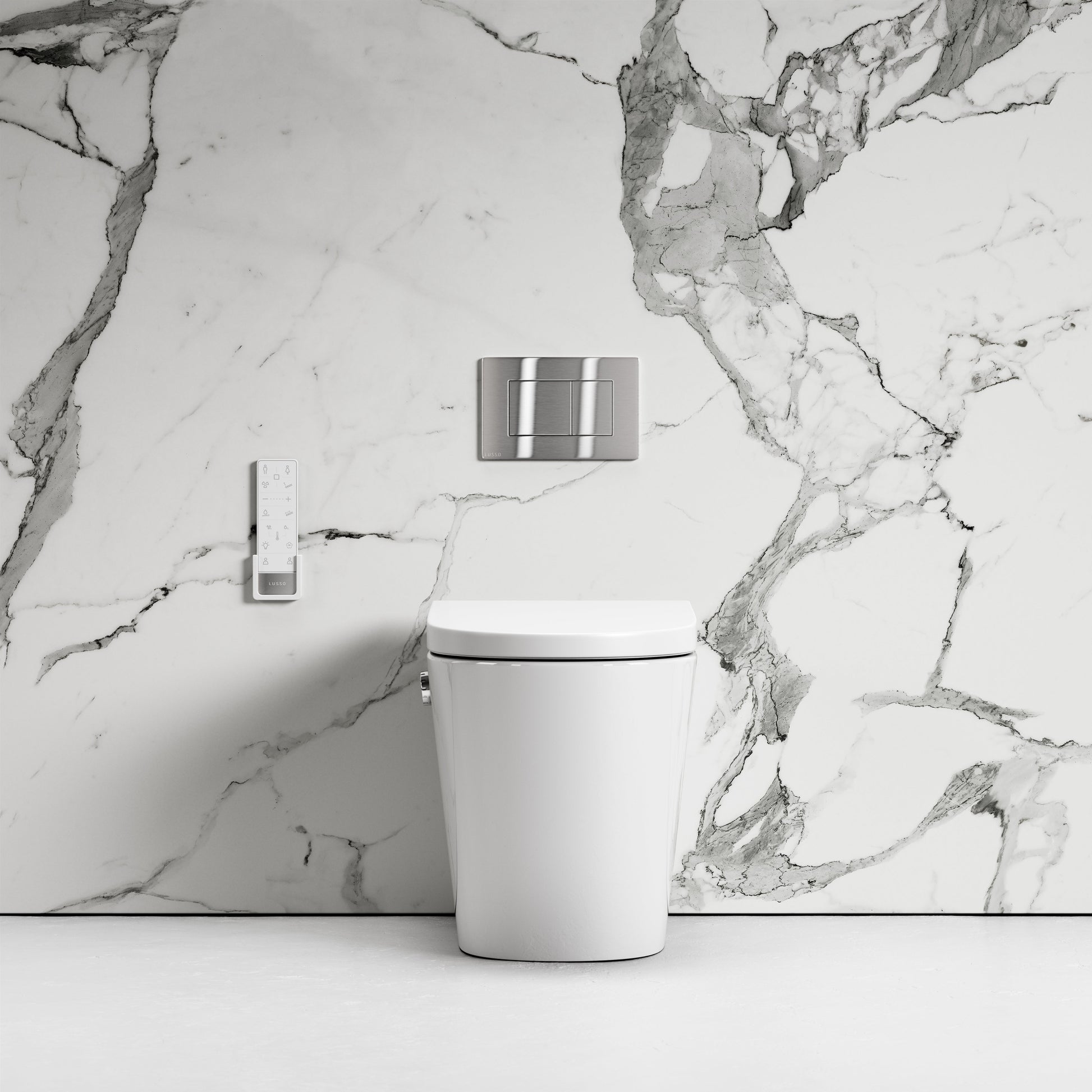 Intellismart Back To Wall Rimless Bidet Toilet with Concealed Cistern and Brushed Stainless Flush Plate