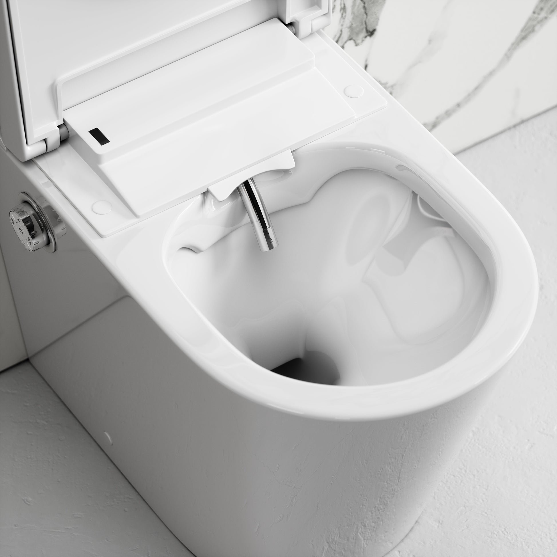 Intellismart Back To Wall Rimless Bidet Toilet with Concealed Cistern and Matte Black Flush Plate
