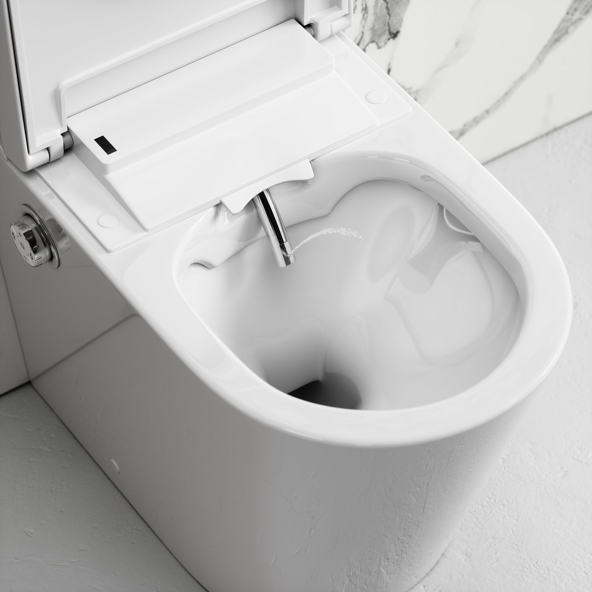 Intellismart Back To Wall Rimless Bidet Toilet with Concealed Cistern and Matte Black Flush Plate