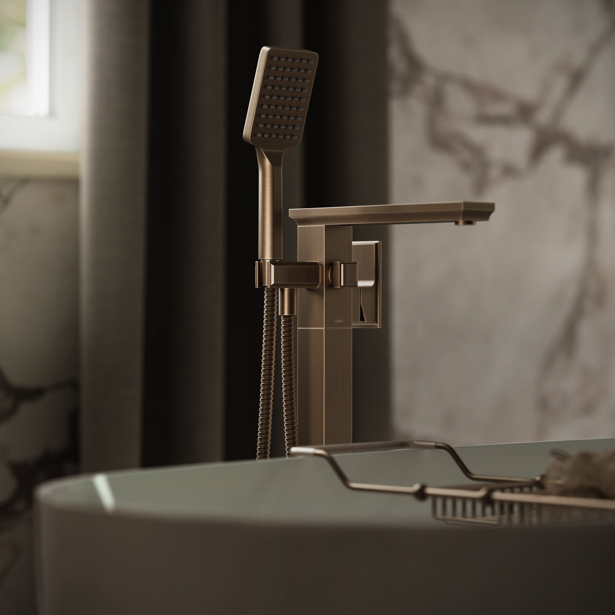 Baroque Brushed Bronze Floorstanding Bath Shower Mixer Tap