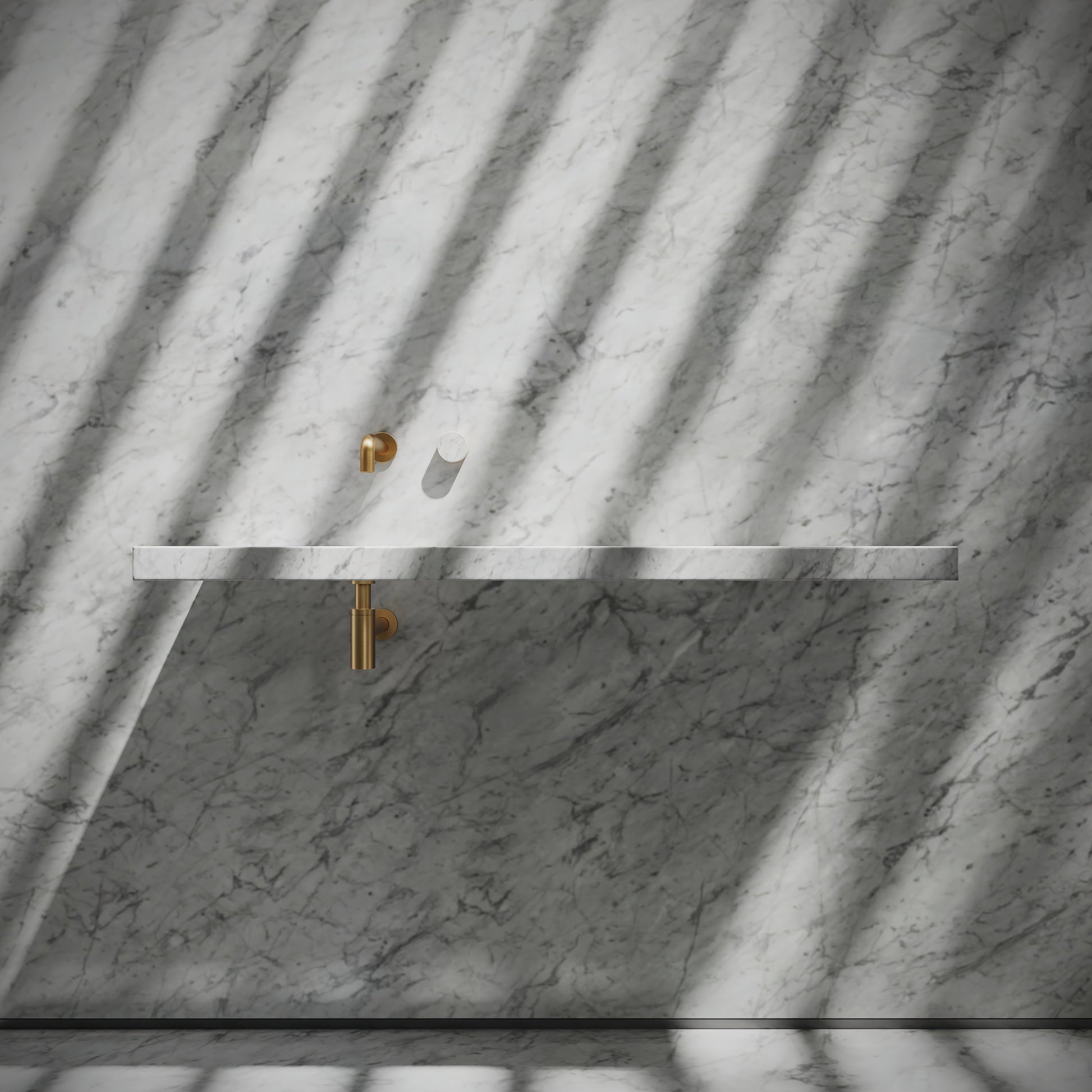 Levitare Carrara Marble Ultra Thin Wall Mounted Basin 1200mm (Offset Waste)
