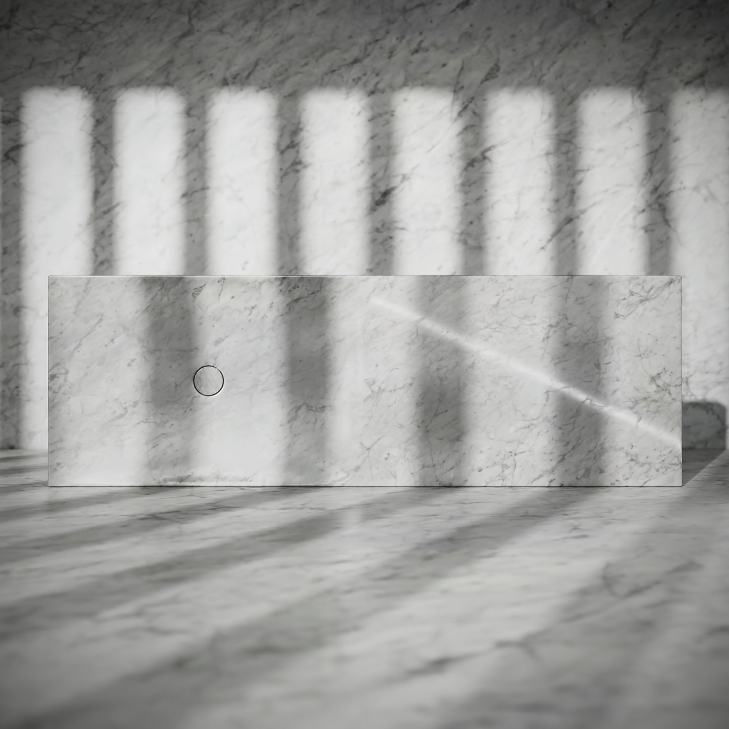 Levitare Carrara Marble Ultra Thin Wall Mounted Basin 1200mm (Offset Waste)