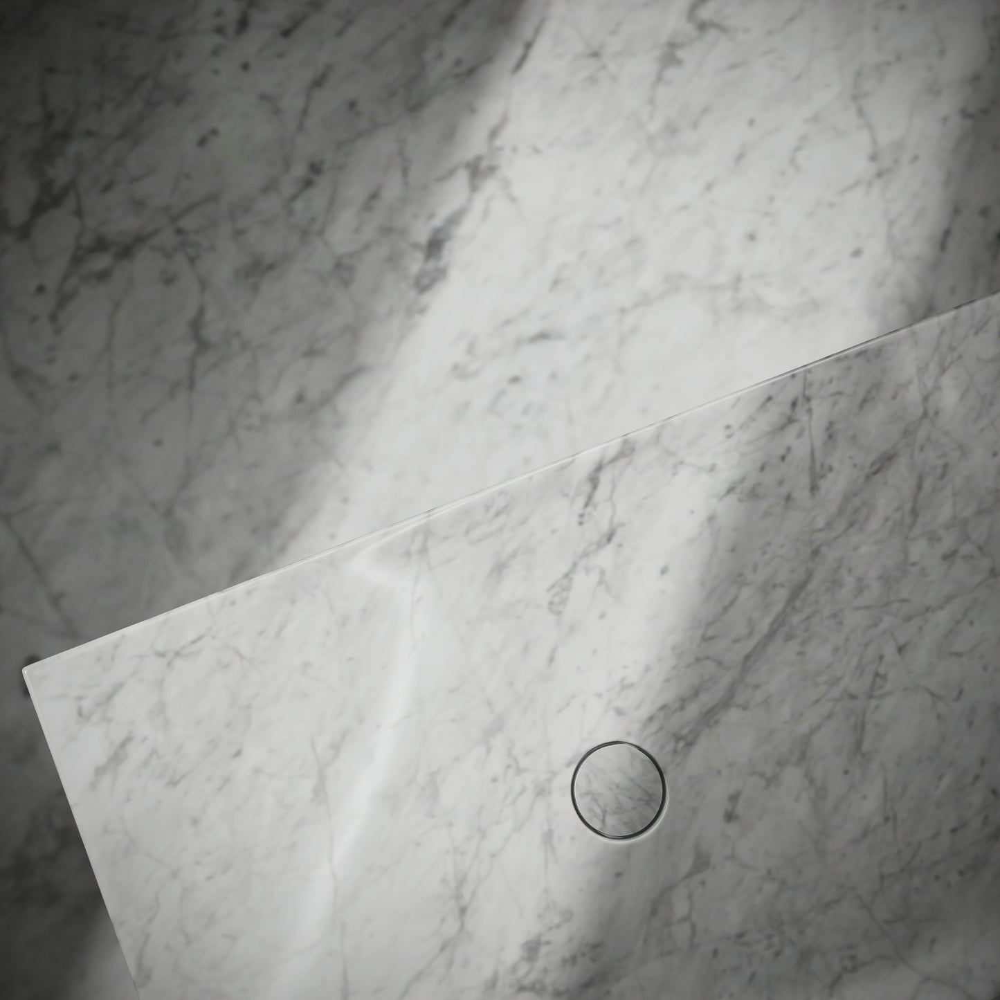 Levitare Carrara Marble Ultra Thin Wall Mounted Basin 1200mm (Offset Waste)