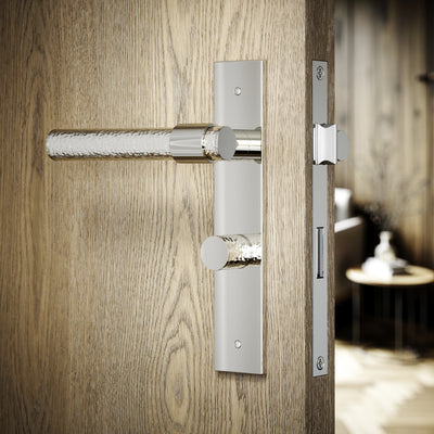 Chester Polished Nickel Hammered Bathroom WC Handle & Plate Thumbturn Set