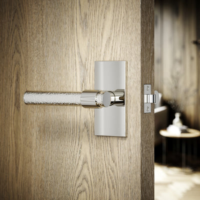 Chester Plate Polished Nickel Hammered Lever Door Handles