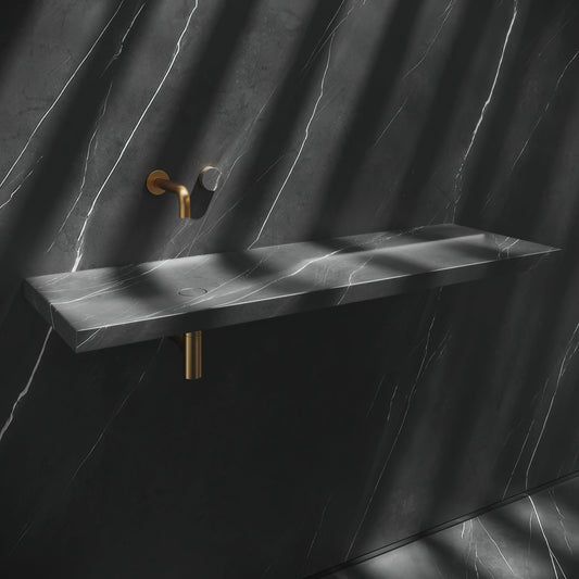 Levitare Pietra Grey Marble Ultra Thin Wall Mounted Basin 1200mm (Offset Waste)