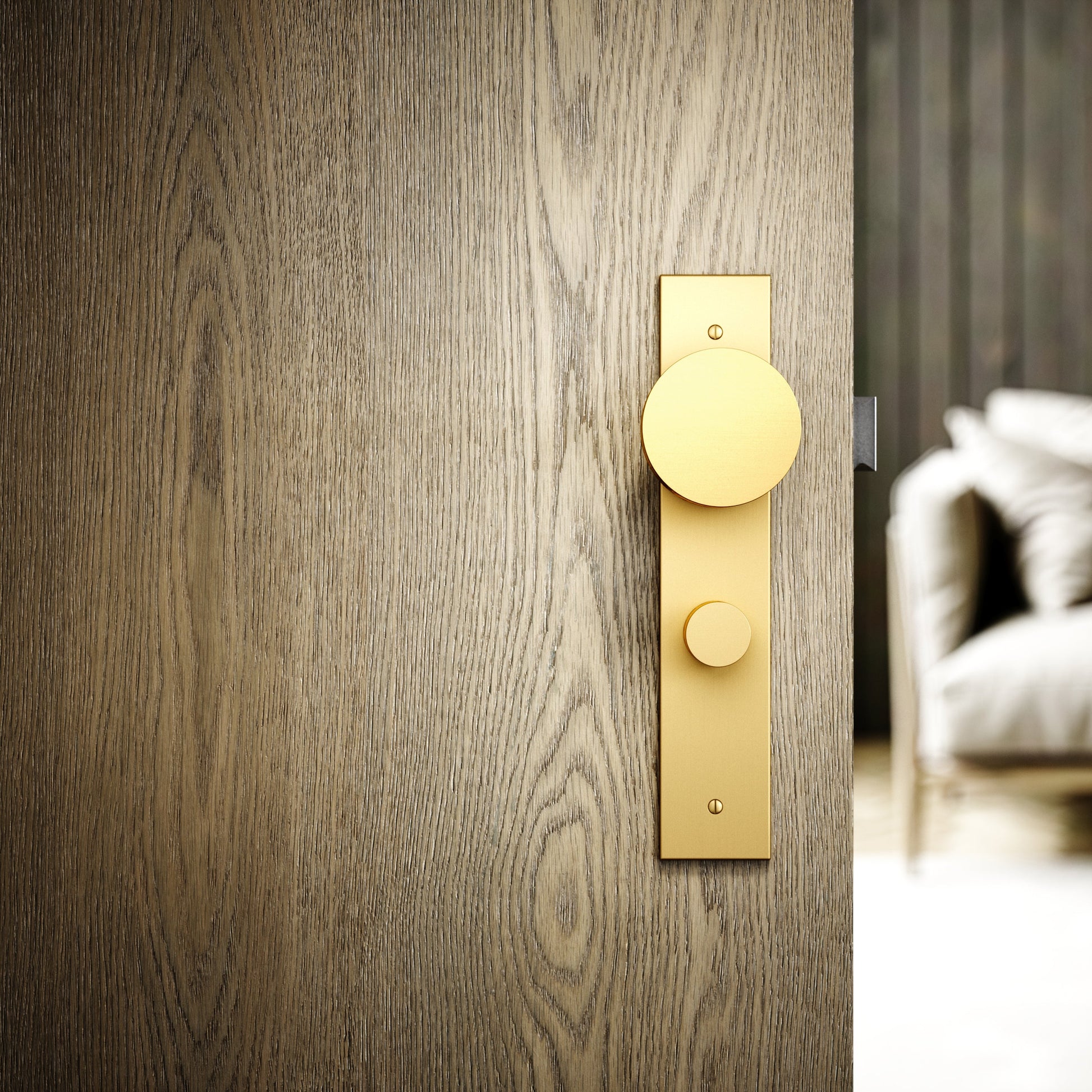 Grosvenor Brushed Gold Hammered Bathroom WC Knob & Plate Thumbturn Set