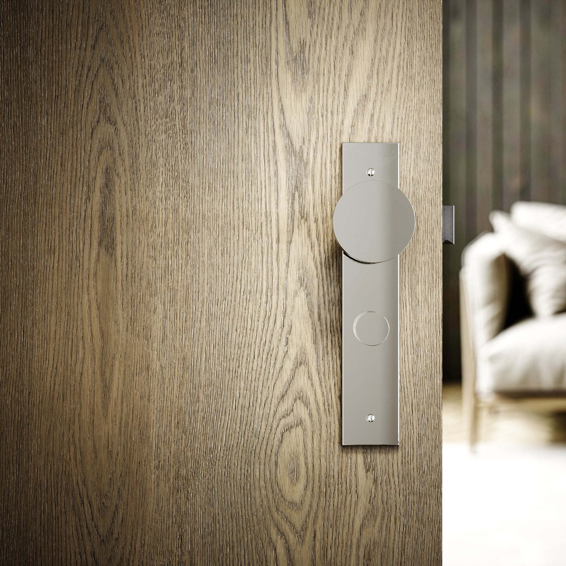 Grosvenor Polished Nickel Hammered Bathroom WC Knob & Plate Thumbturn Set