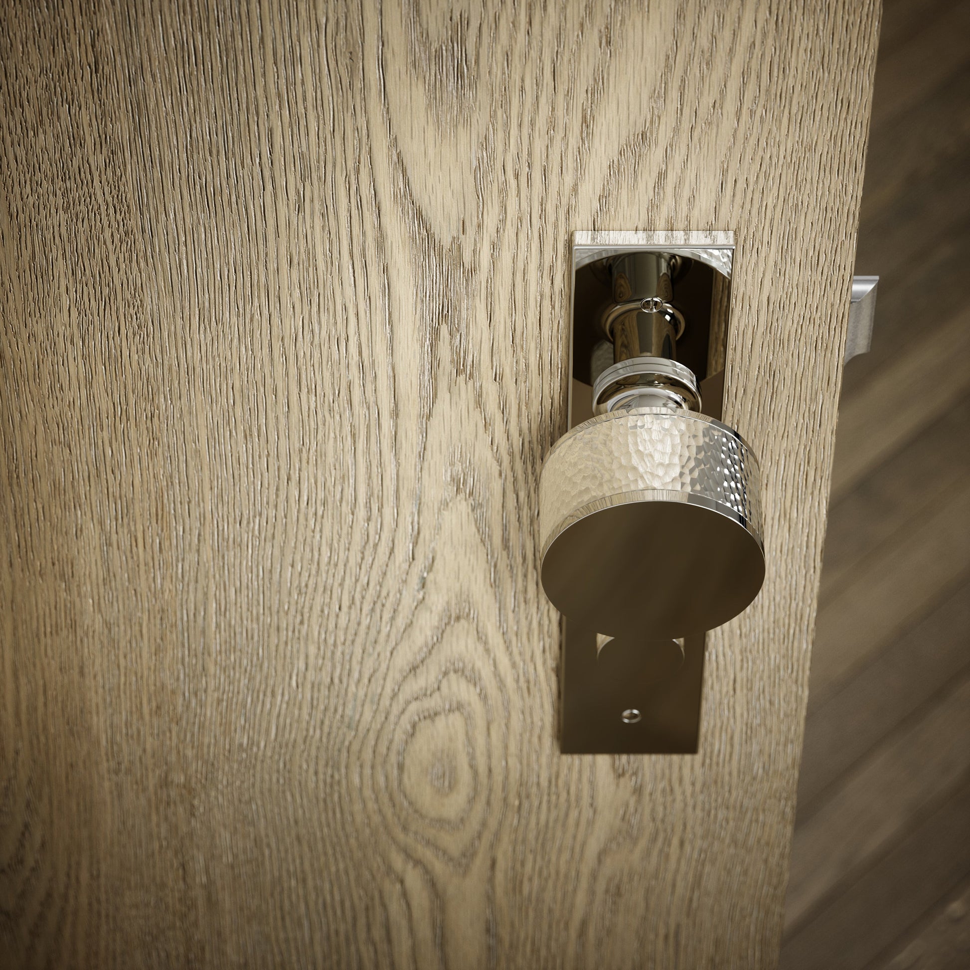 Grosvenor Polished Nickel Hammered Bathroom WC Knob & Plate Thumbturn Set