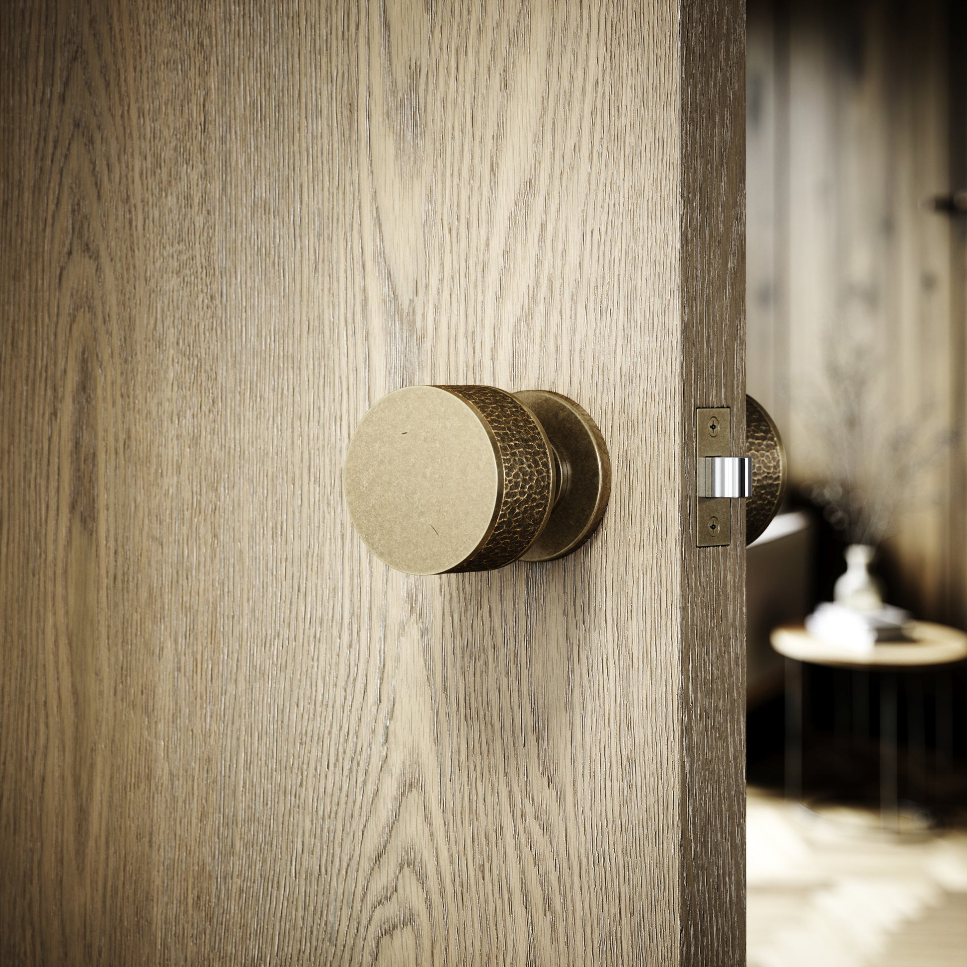 Grosvenor Aged Bronze Hammered Mortice Door Knobs