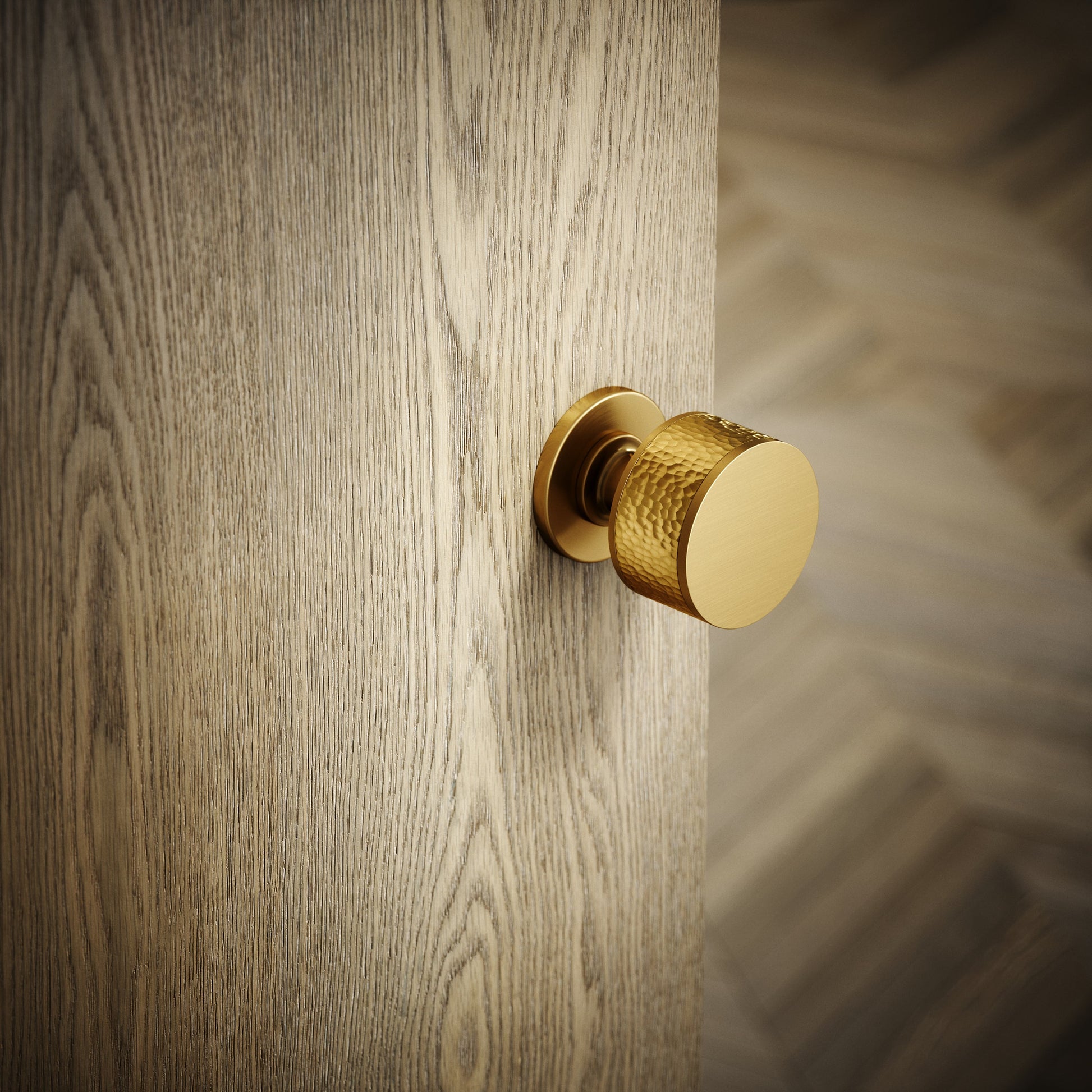 Grosvenor Brushed Gold Hammered Mortice Door Knobs