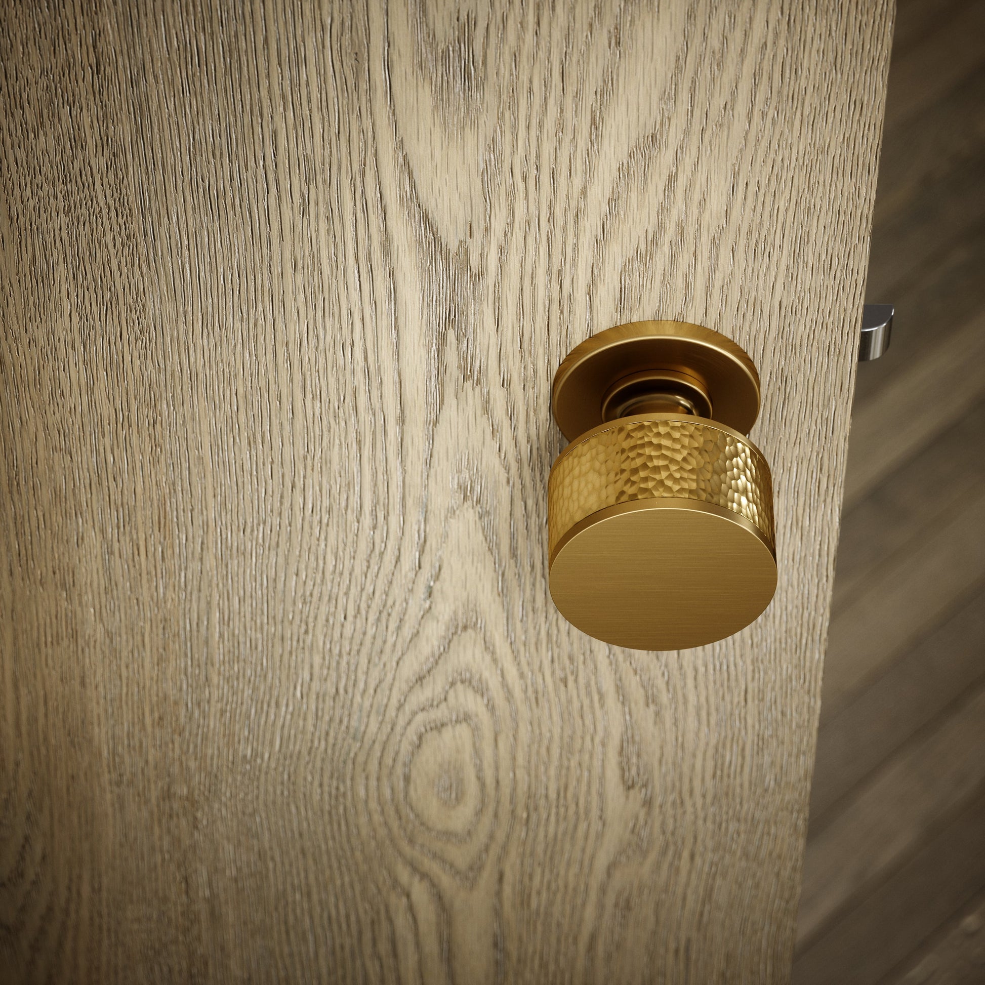 Grosvenor Brushed Gold Hammered Mortice Door Knobs