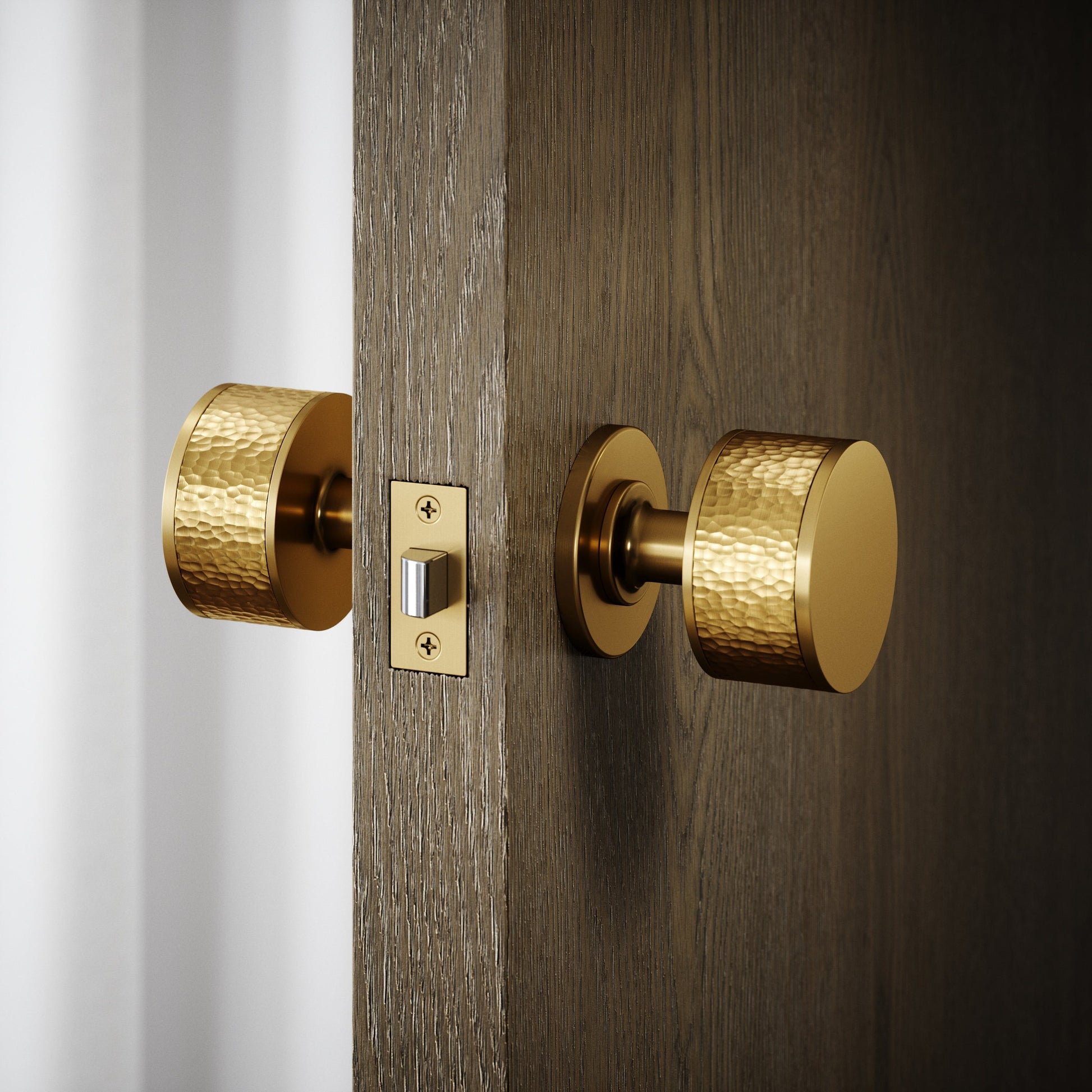 Grosvenor Brushed Gold Hammered Mortice Door Knobs