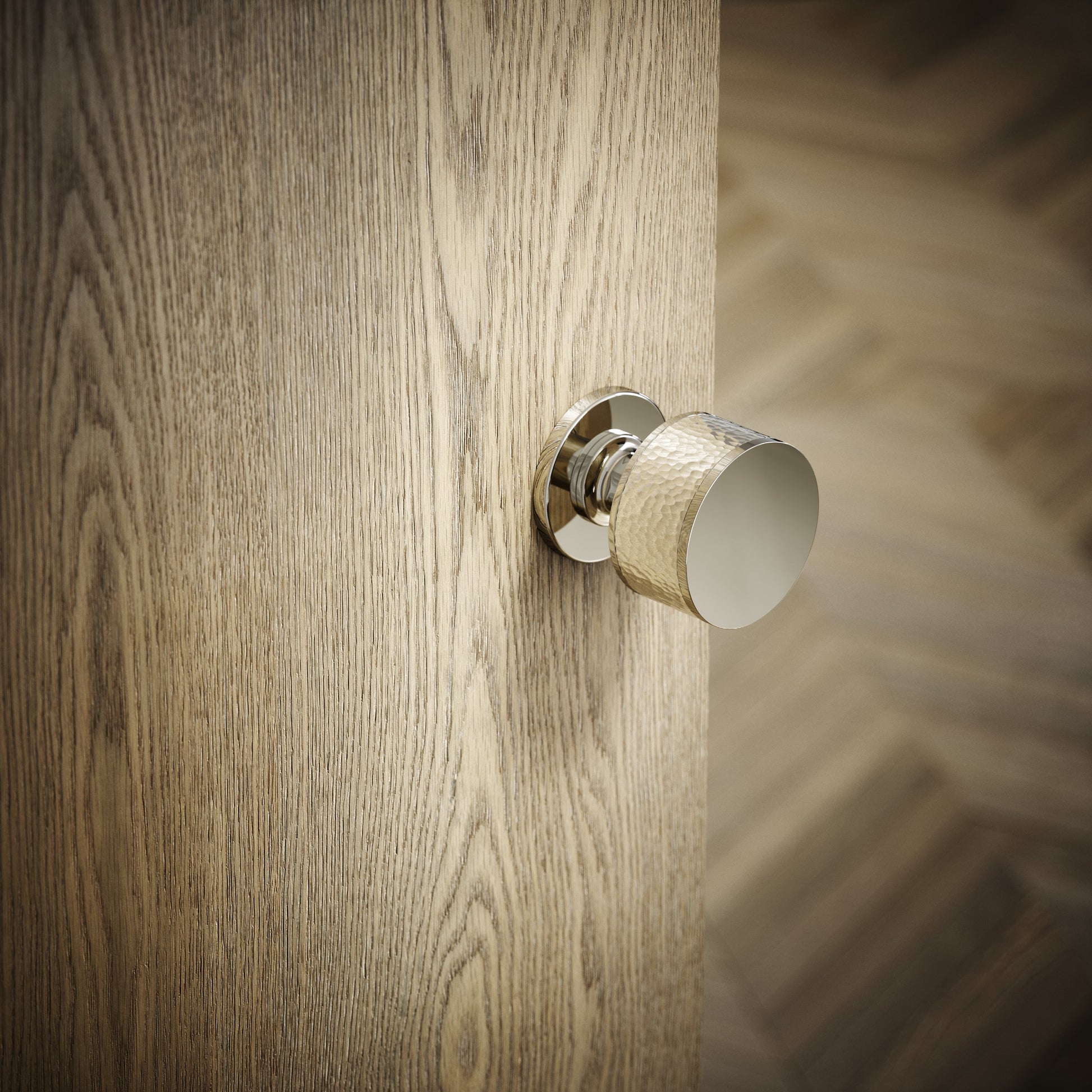 Grosvenor Polished Nickel Hammered Mortice Door Knobs