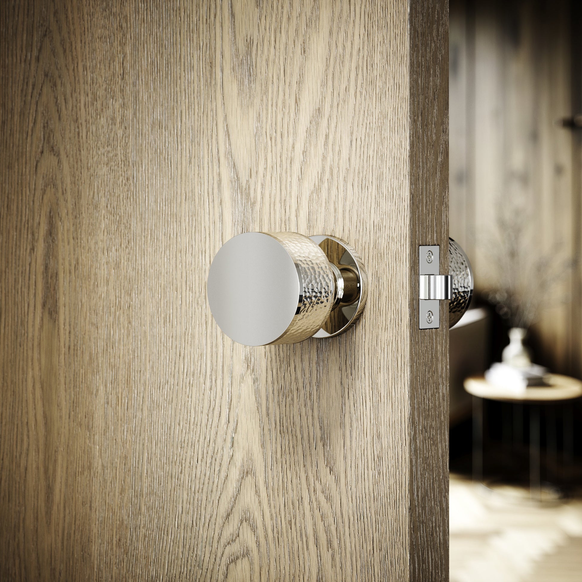 Grosvenor Polished Nickel Hammered Mortice Door Knobs