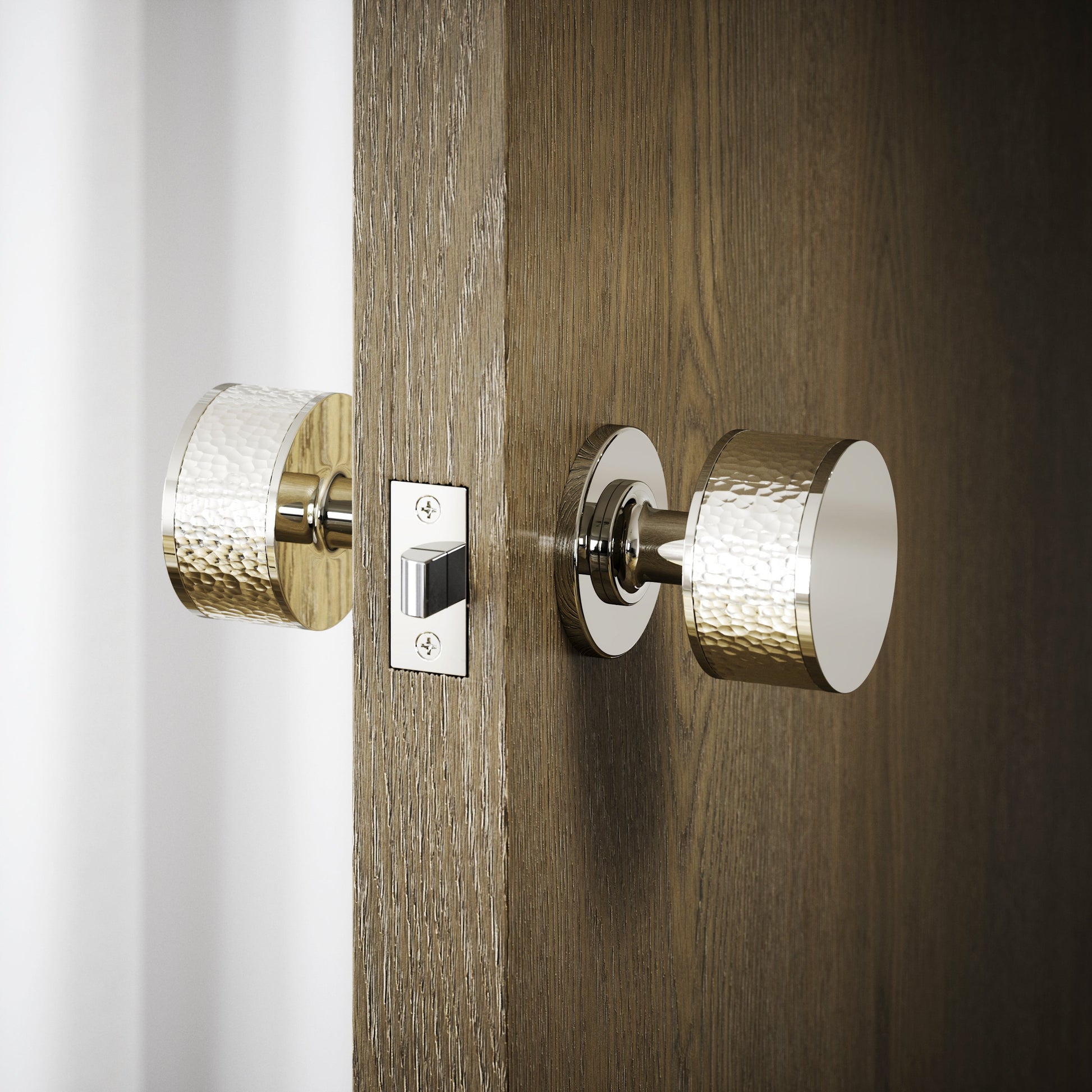 Grosvenor Polished Nickel Hammered Mortice Door Knobs