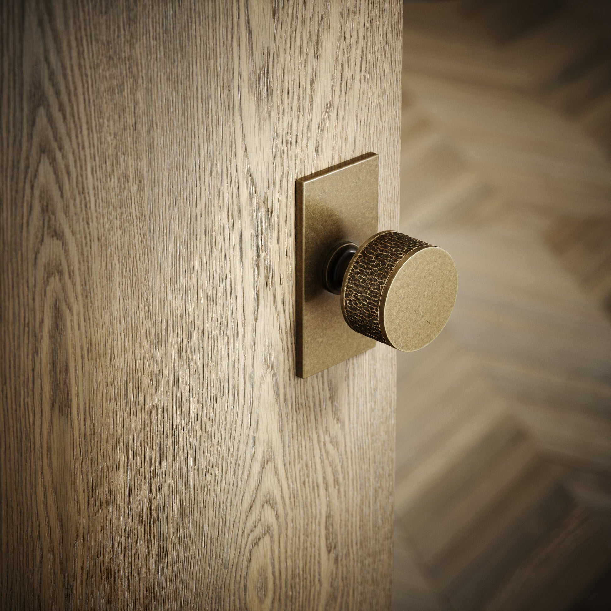 Grosvenor Plate Aged Bronze Hammered Mortice Door Knobs