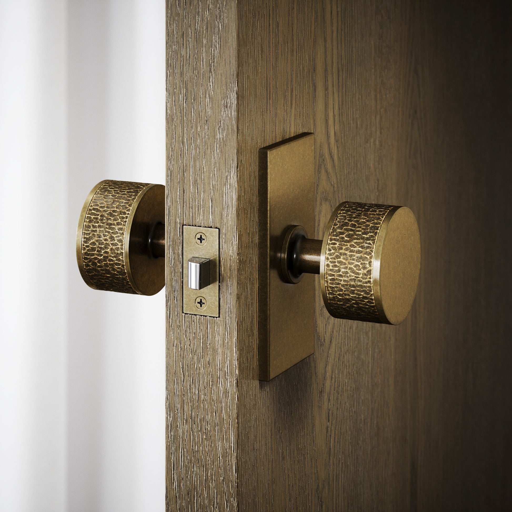 Grosvenor Plate Aged Bronze Hammered Mortice Door Knobs