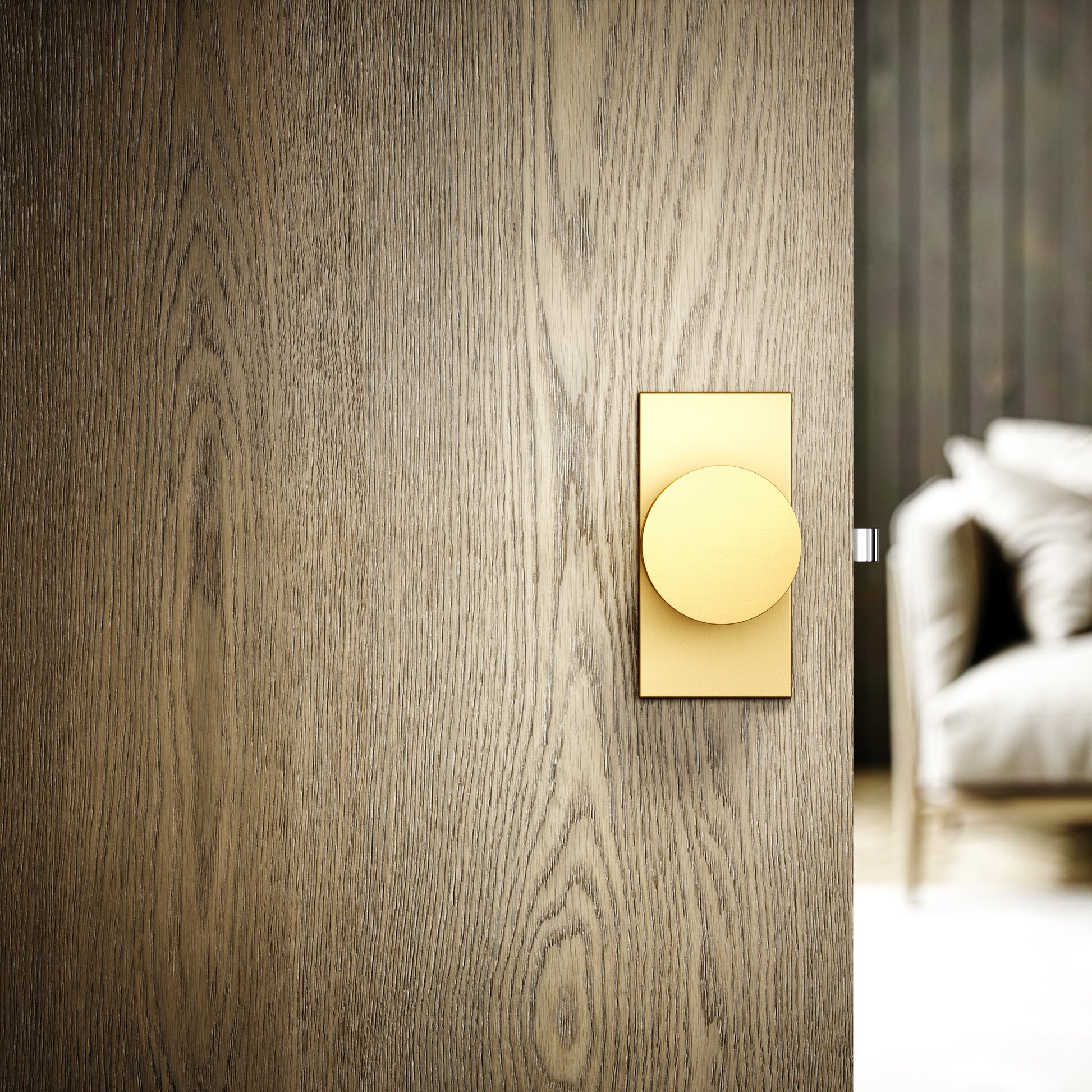 Grosvenor Plate Brushed Gold Hammered Mortice Door Knobs