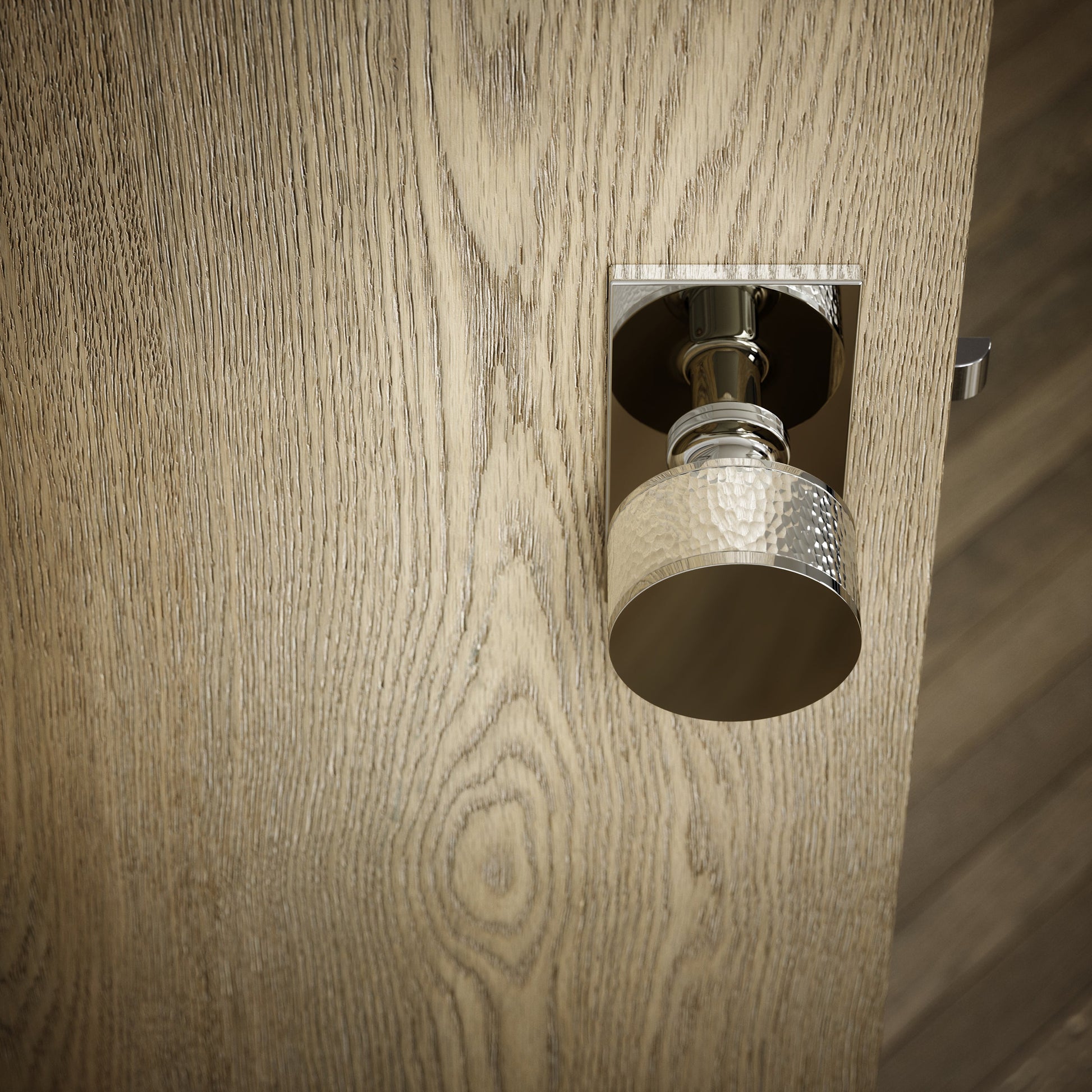 Grosvenor Plate Polished Nickel Hammered Mortice Door Knobs