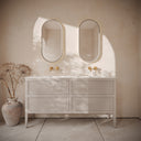 Hampton Velvet Beige Floorstanding Double Vanity Unit with Matte White Basin 1600mm