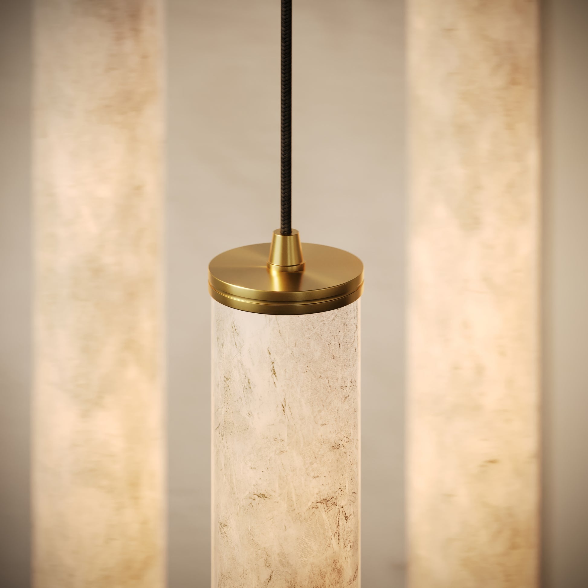 Luminosa Alabaster LED Pendant Light Brushed Gold 400mm