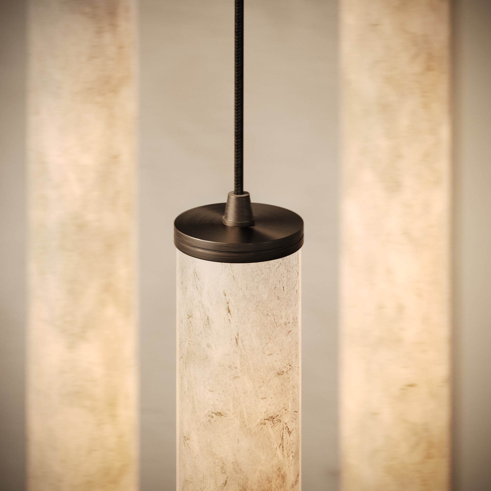 Luminosa Alabaster LED Pendant Light Deep Bronze 400mm