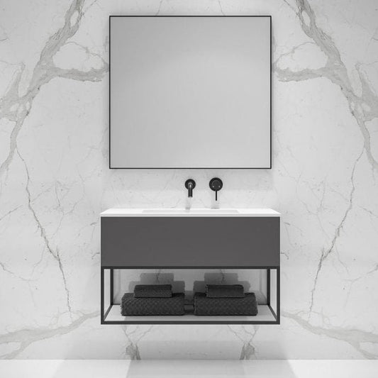 Luxe Matte Black Mirror 900mm