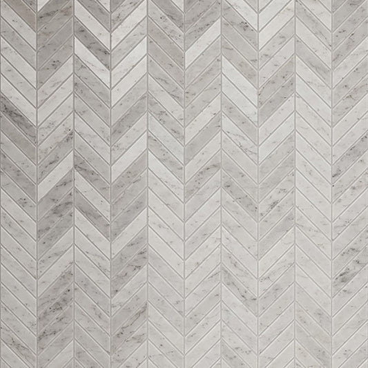 Labello Chevron Carrara Marble Mosaic Tile Sample